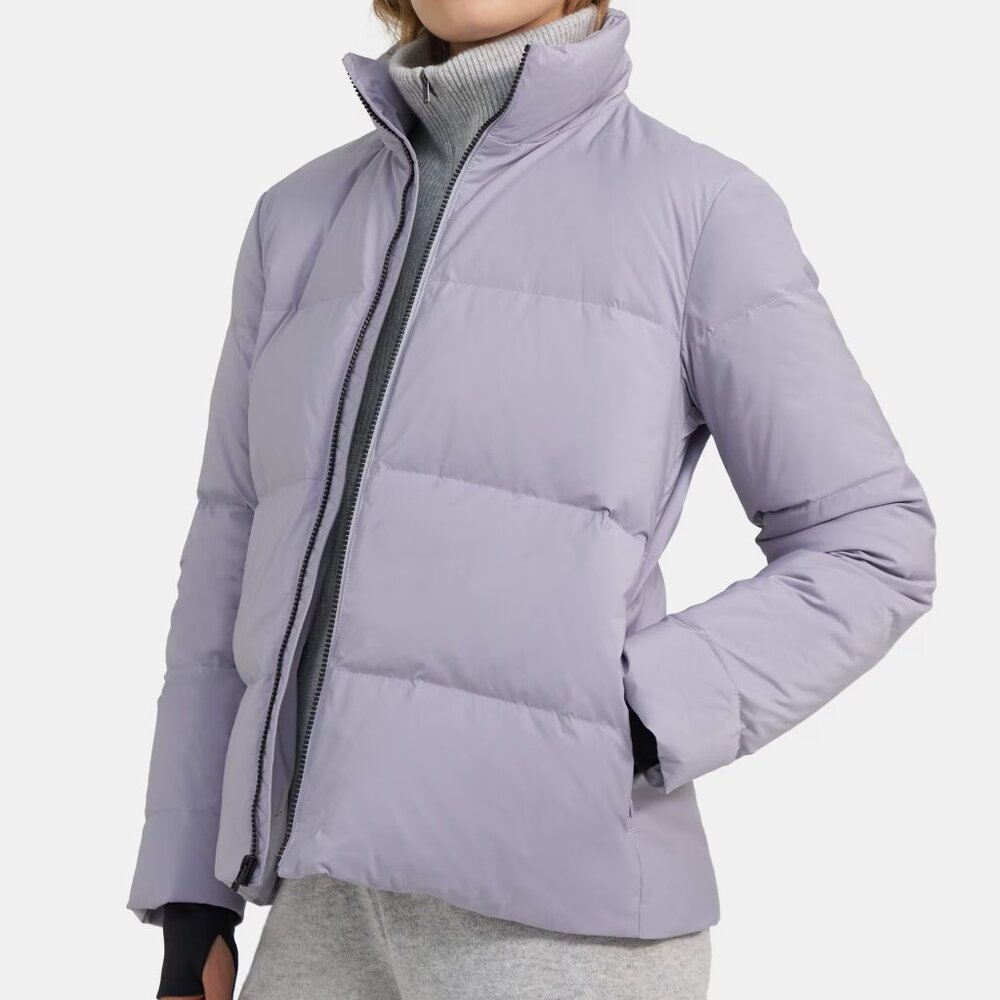 ☃️ Theory ☃️ Stand-Collar Puffer Coat in City Poly, L, Lilac Grey